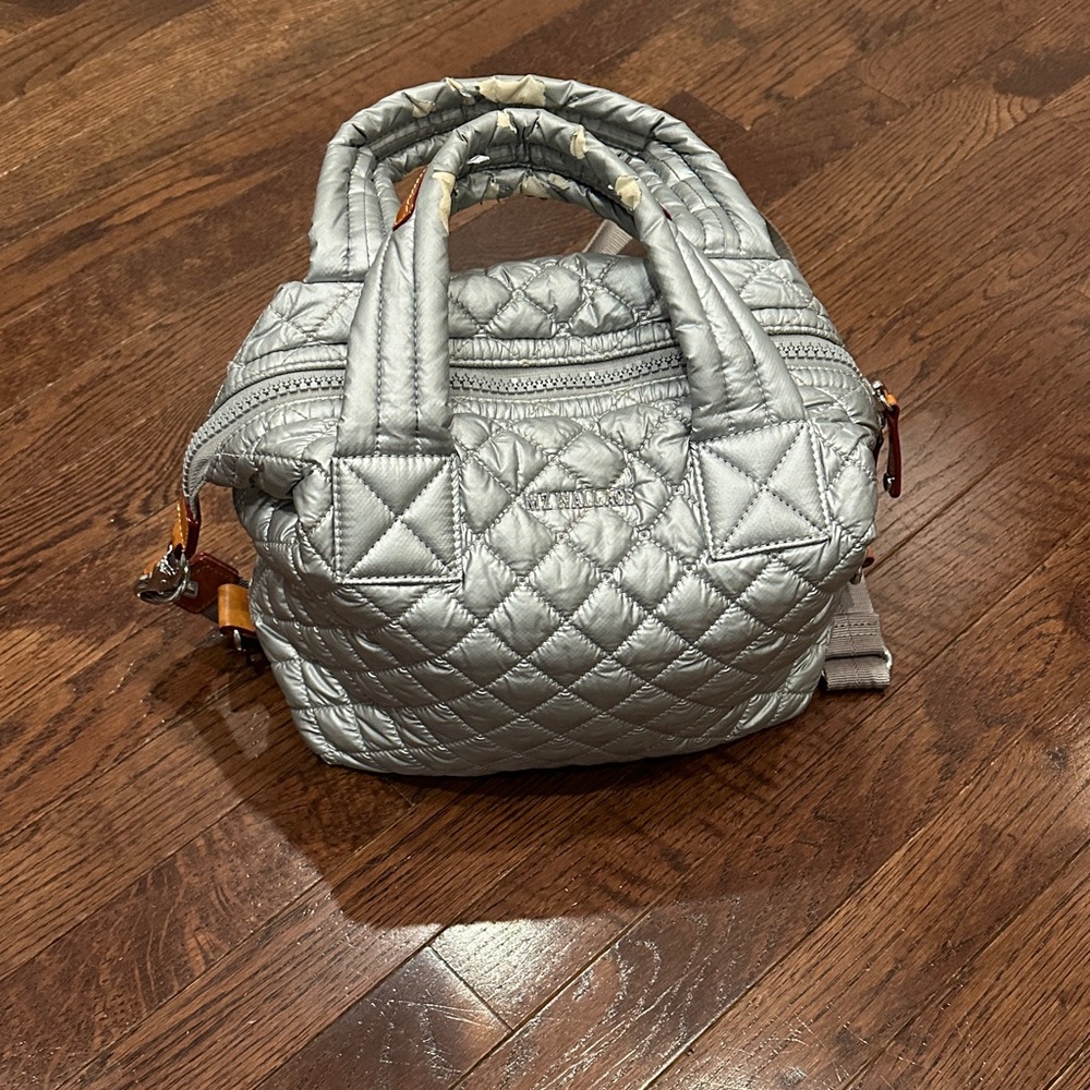 MZ Wallace Small Silver Sutton Quilted Mini Bag